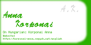 anna korponai business card